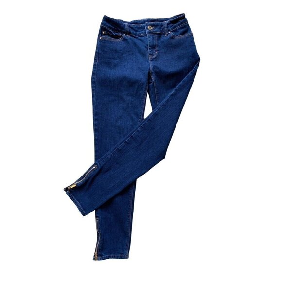 White House Black Market The Skimmer Womens Dark Wash Ankle Zip Denim Jeans Sz 2 - Picture 1 of 9